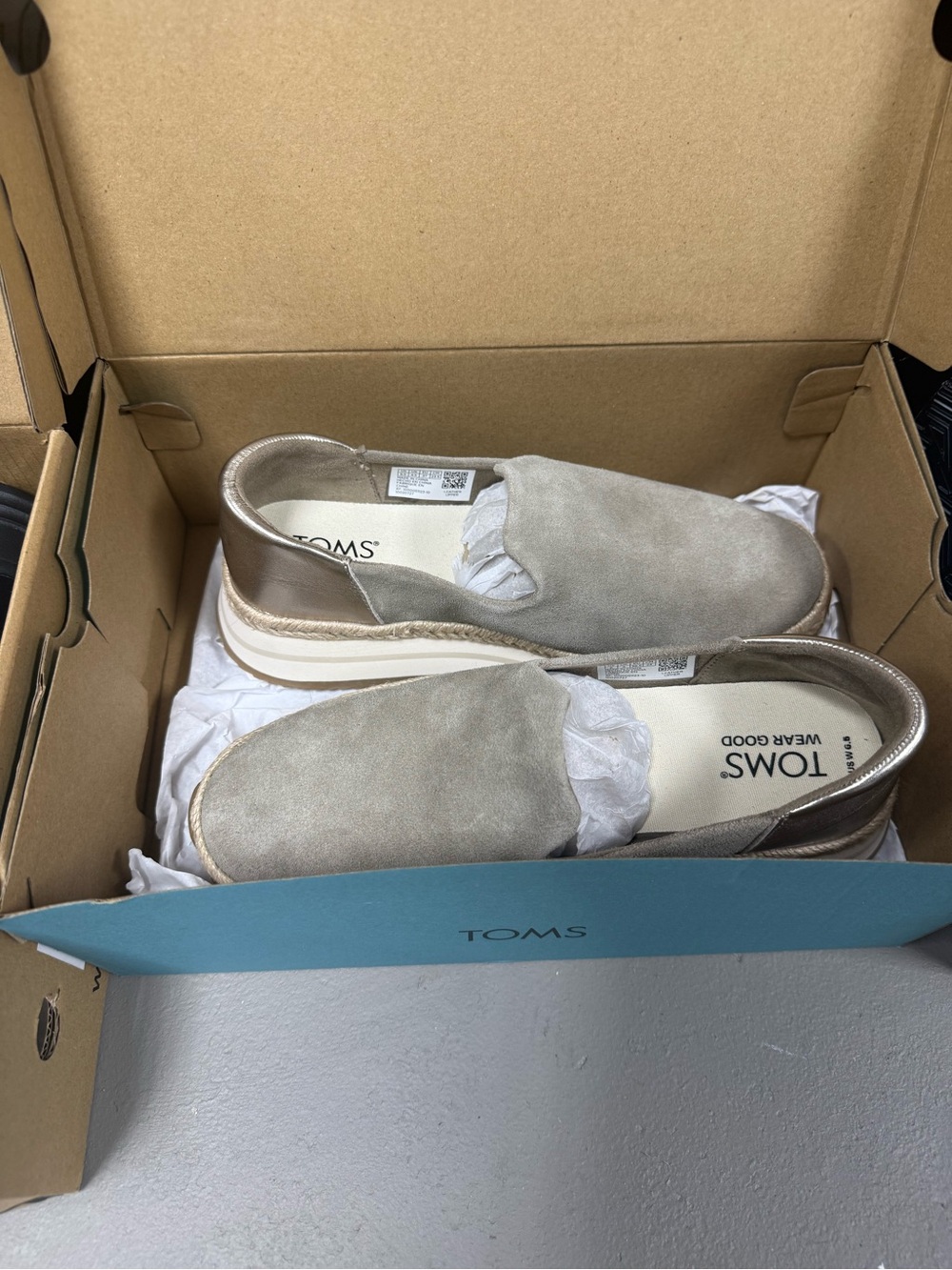 TOMS Women Slip-On Loafers in Light Taupe Suede
